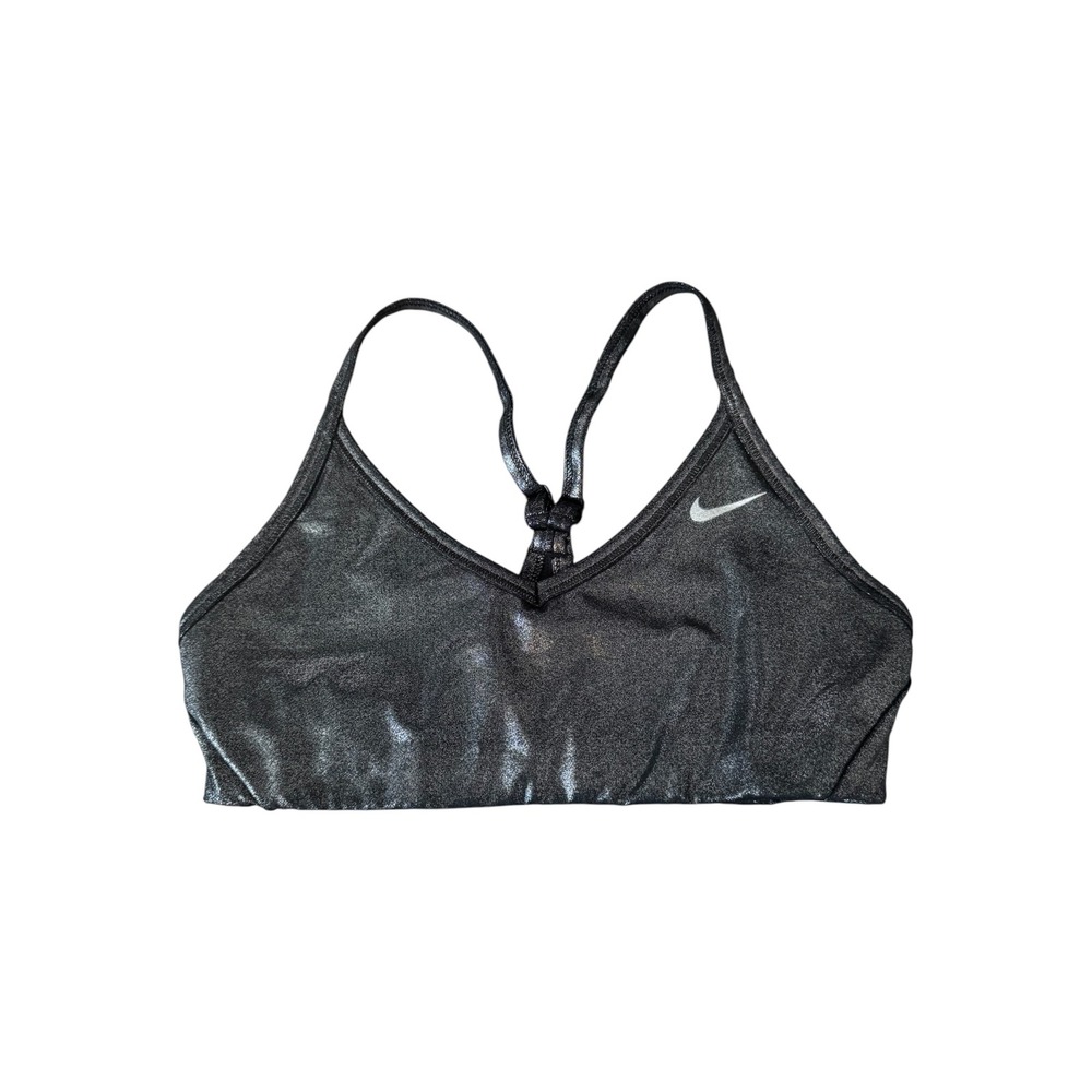 Nike Indy Icon Clash Metallic Sports Bra Black Silver H0200408LMB Womens Medium
